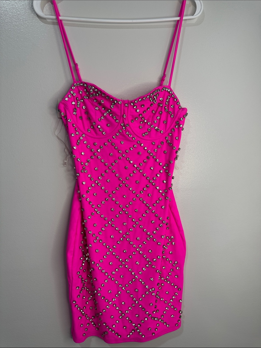 Hot & Delicious Neon Pink Studded Bodycon Mini Dress
